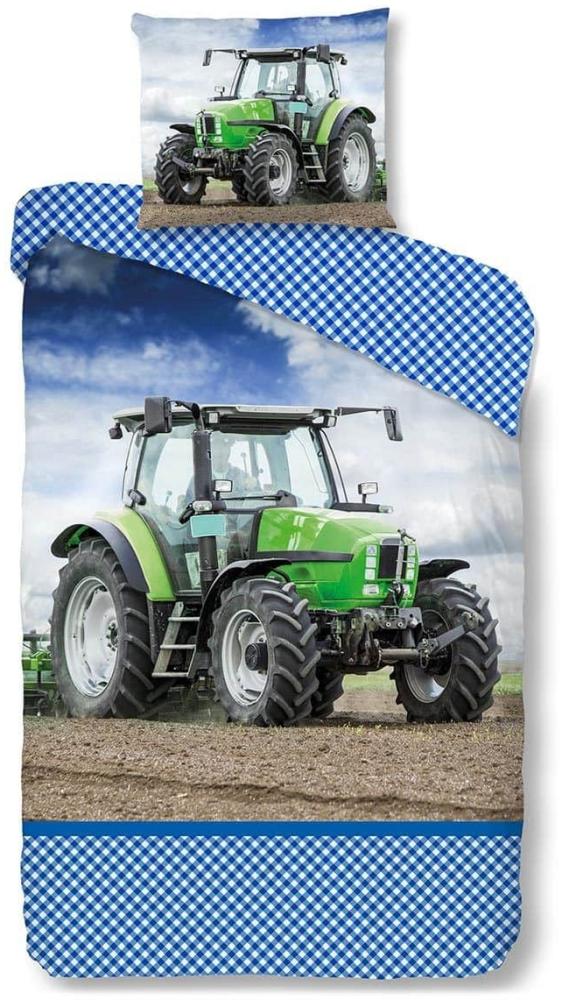 Traumschlaf Flanell Bettwäsche Traktor | 135x200 cm + 80x80 cm Bild 1
