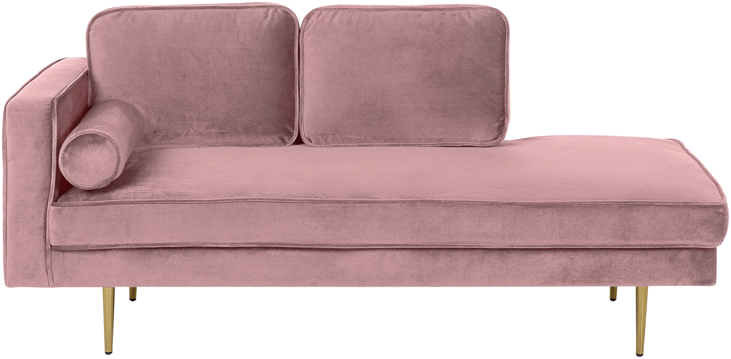 Chaiselongue Samtstoff rosa linksseitig MIRAMAS Bild 1