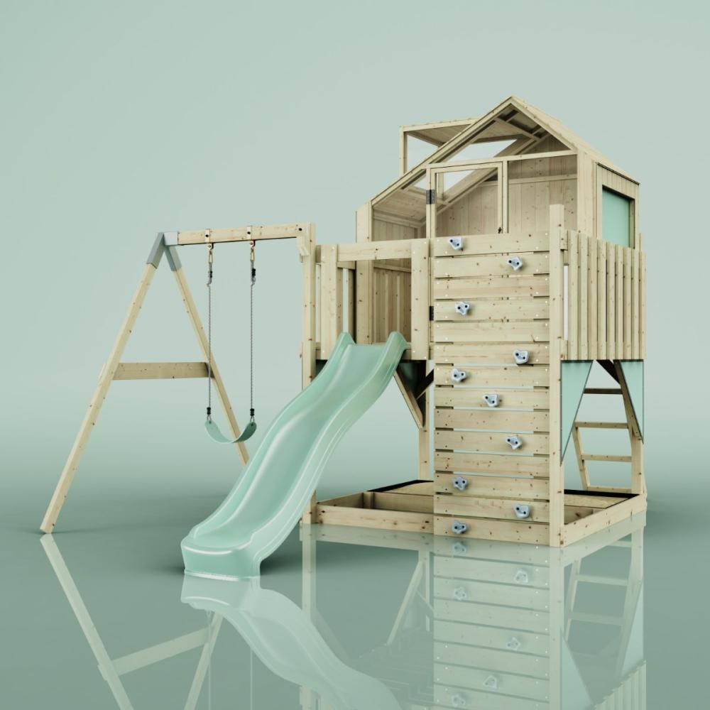 PolarPlay Spielturm Madita aus Holz in Grün Bild 1