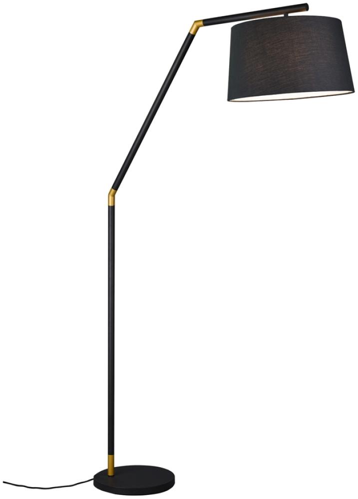 Stylishe Stehlampe TRACY in Schwarz Gold mit großem Stoffschirm Bild 1