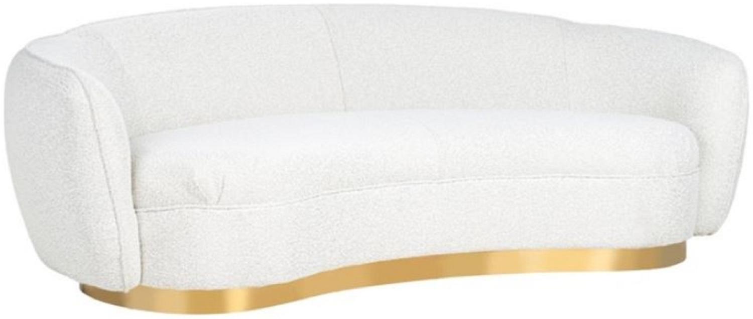 Casa Padrino Luxus Sofa Weiß / Gold 221 x 98 x H. 72 cm - Gebogenes Wohnzimmer Sofa - Wohnzimmer Möbel - Wohnzimmer Einrichtung - Luxus Möbel - Luxus Einrichtung - Möbel Luxus Bild 1