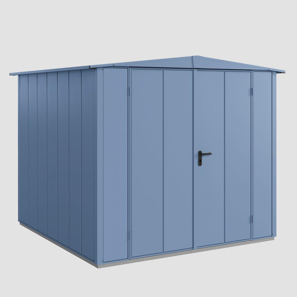 Hörmann Ecostar Aktionsangebot Metall-Gerätehaus Elegant mit Satteldach Typ 2, 238 x 238 cm , taubenblau, 5,7 m²,2-flüglige Tür Bild 1