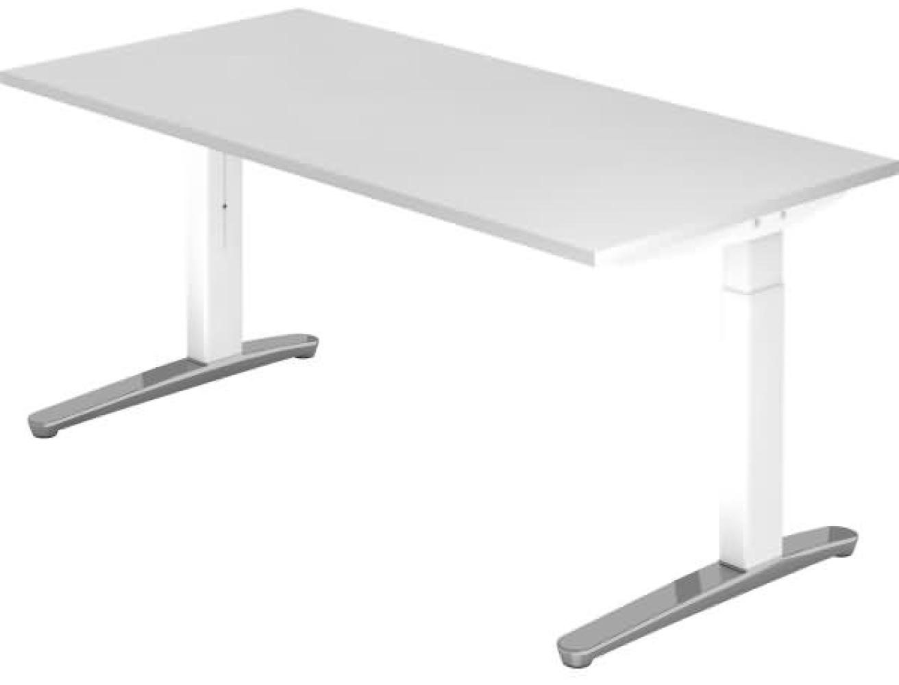 'XB16' Schreibtisch, C-Fuß, poliert, 160x80cm, Weiß / Weiß Bild 1