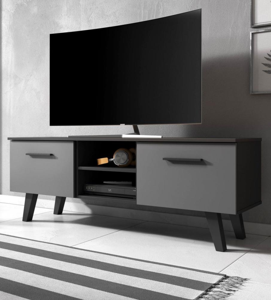 TV-Lowboard Jenrik schwarz und grau 140 cm Bild 1