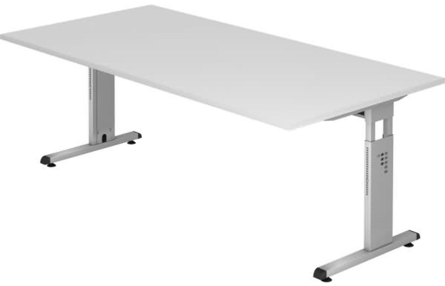 Schreibtisch OS2E C-Fuß 200x100cm Weiß Gestellfarbe: Silber Bild 1