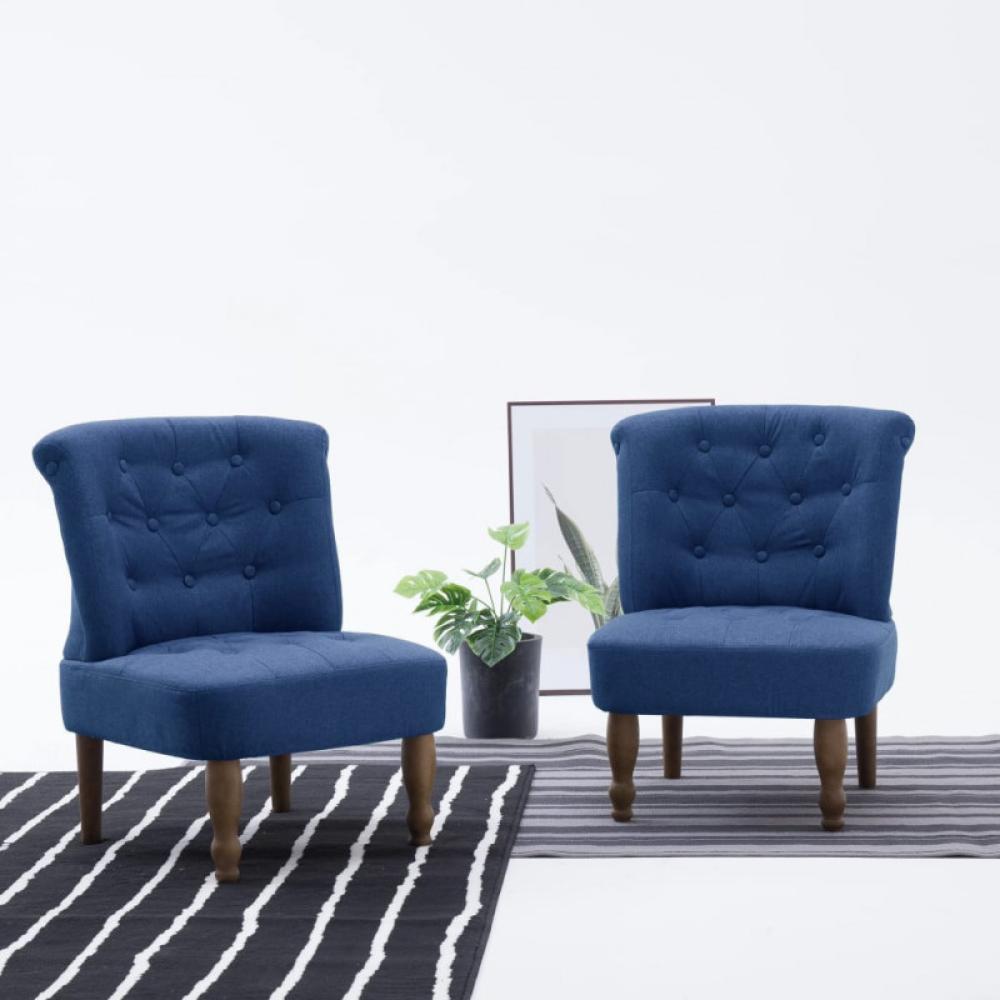vidaXL Französische Stühle 2 Stk. Blau Stoff Bild 1