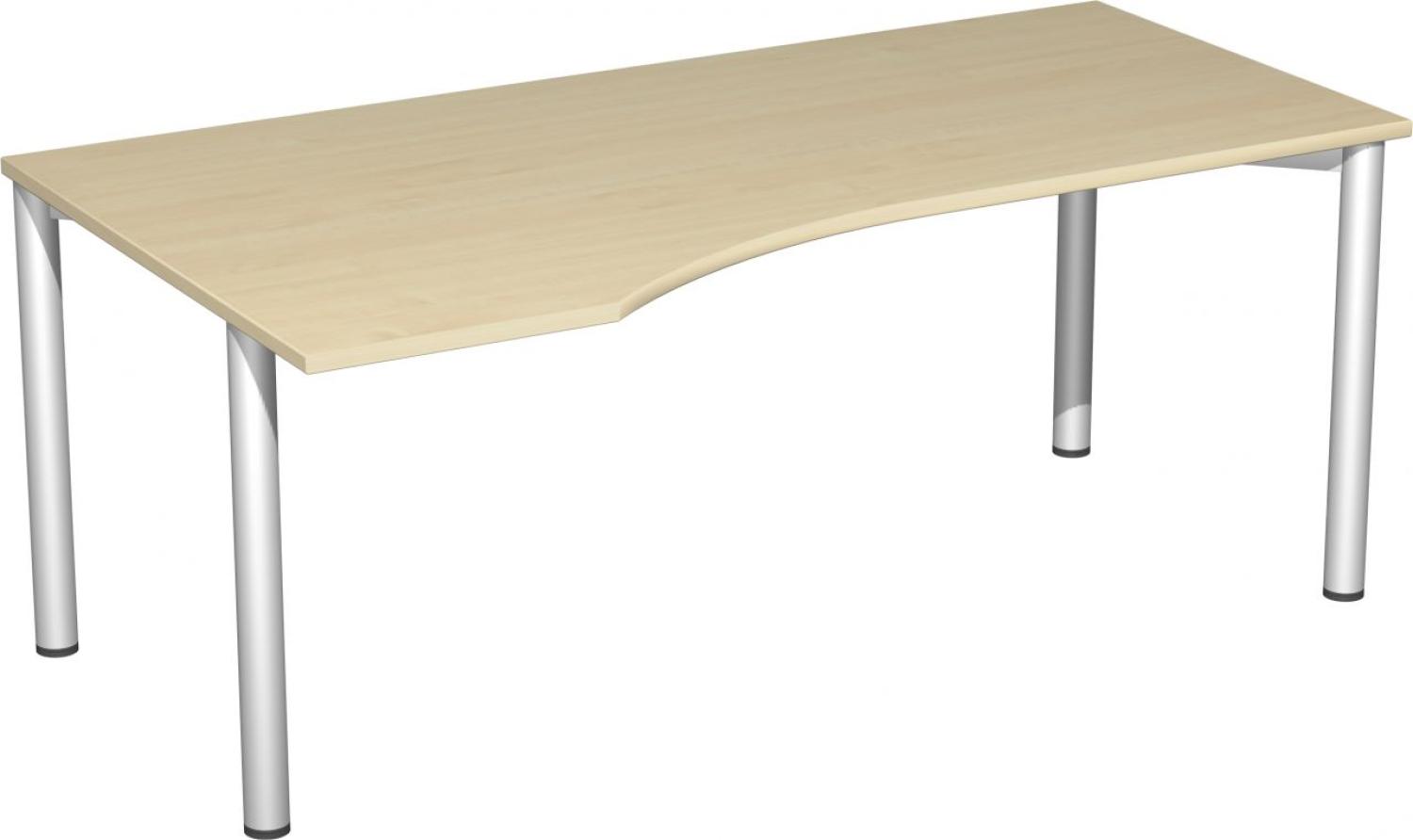 PC-Schreibtisch '4 Fuß Flex' links, feste Höhe 180x100x72cm, Ahorn / Silber Bild 1