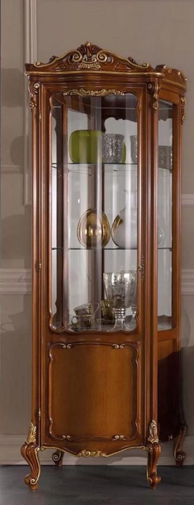 Casa Padrino Luxus Barock Vitrine Braun / Gold - Handgefertigter Vitrinenschrank mit Tür - Prunkvolle Barock Möbel - Luxus Qualität - Made in Italy Bild 1