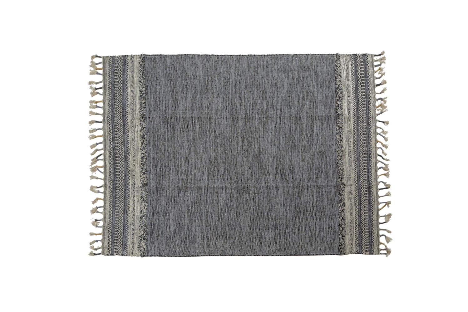 Dmora Moderner Boston-Teppich, Kelim-Stil, 100% Baumwolle, schwarz, 200x140cm Bild 1