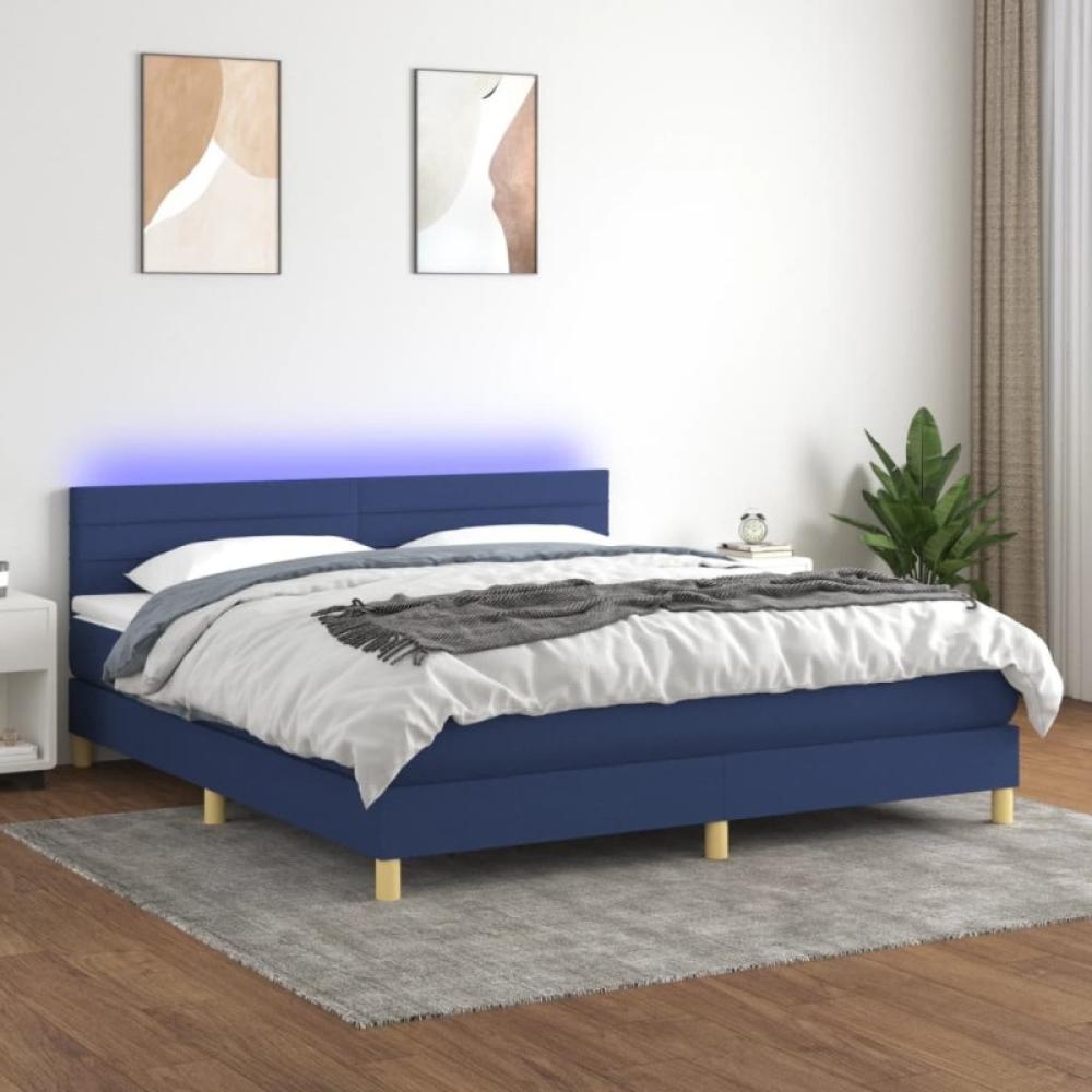 Boxspringbett mit Matratze & LED Blau 180x200 cm Stoff (Farbe: Blau) Bild 1