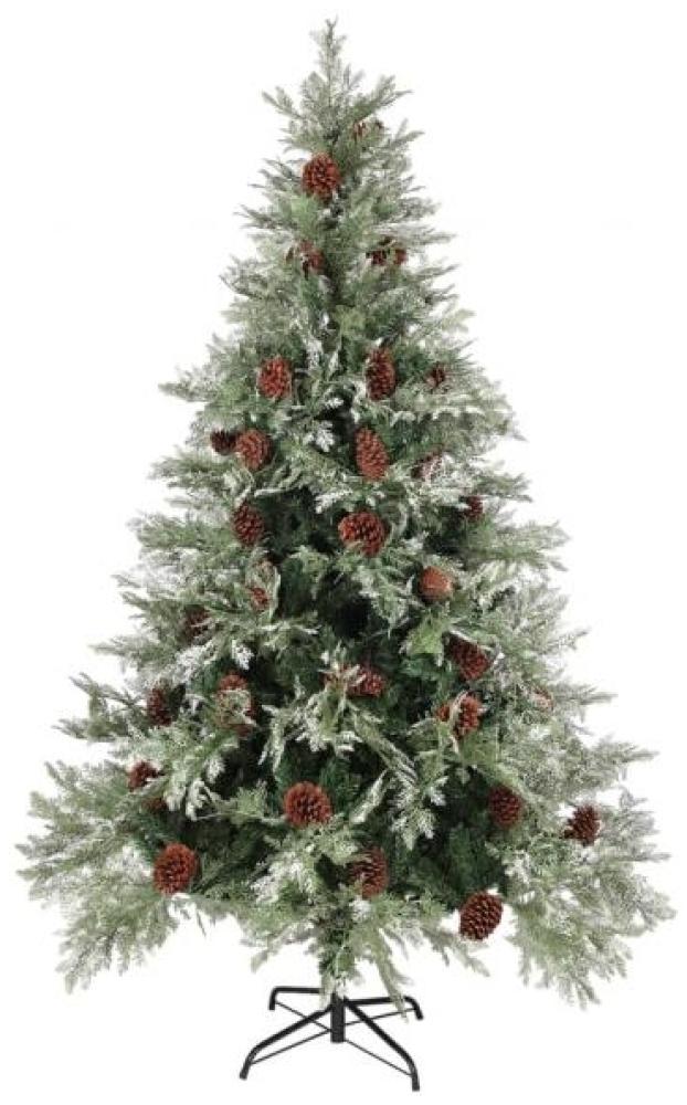 vidaXL Weihnachtsbaum mit LEDs & Zapfen Grün & Weiß 120 cm PVC & PE Bild 1