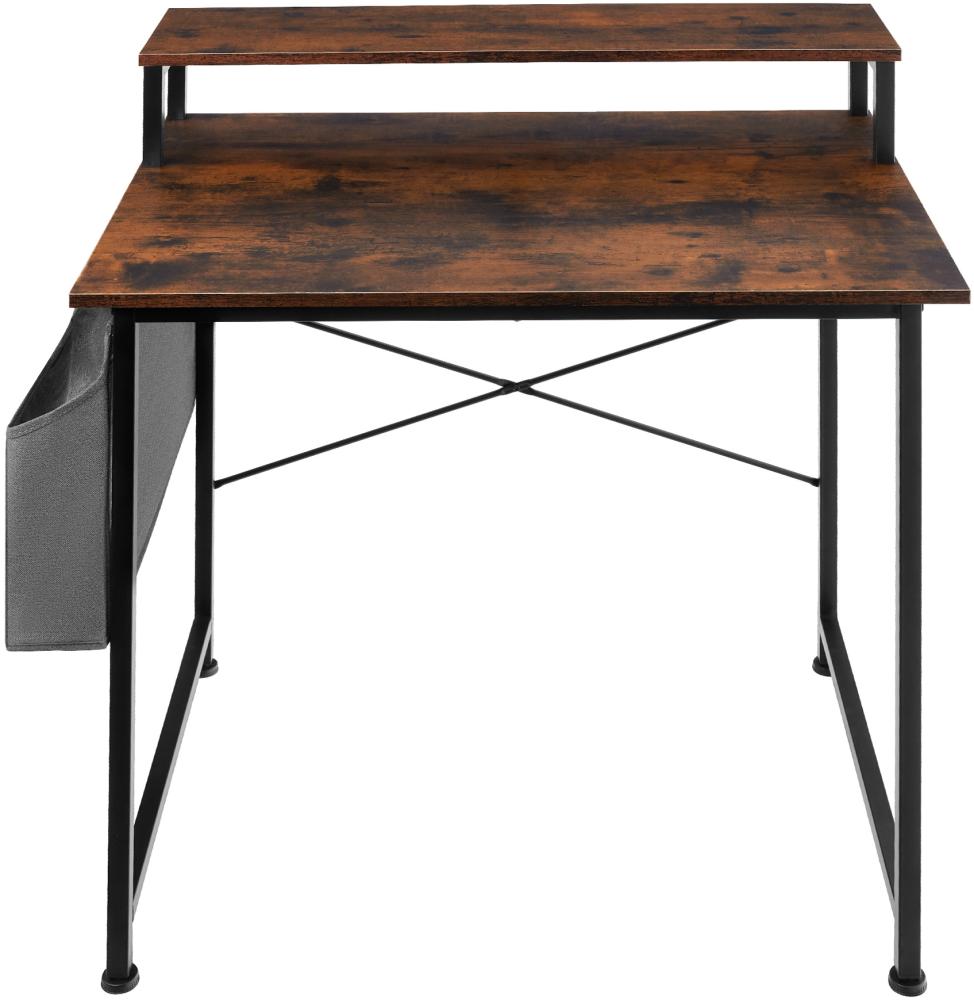 Schreibtisch mit Ablage und Stofftasche - Industrial dunkelbraun, 80 cm Bild 1