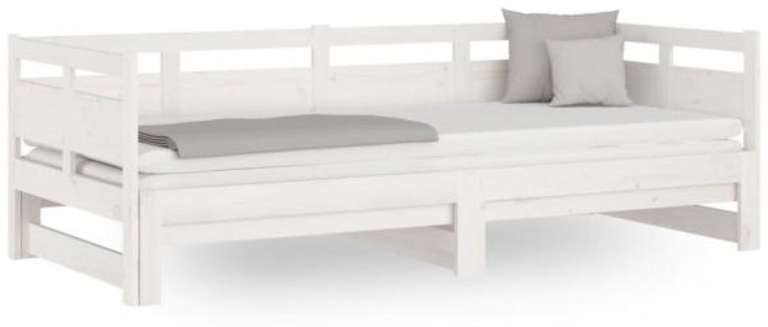 Tagesbett Ausziehbar Weiß Massivholz Kiefer 2x(90x190) cm [820323] Bild 1