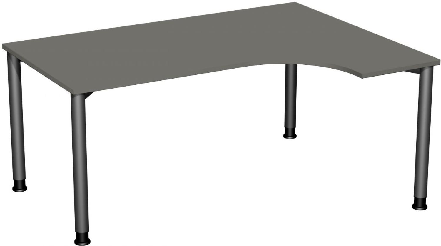 PC-Schreibtisch '4 Fuß Flex' rechts, höhenverstellbar, 160x120cm, Graphit / Anthrazit Bild 1