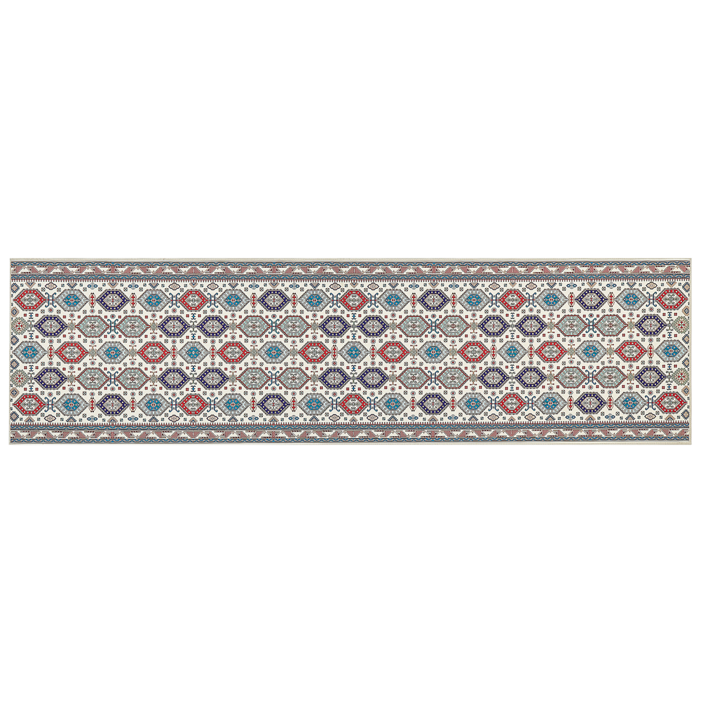Teppich mehrfarbig 80 x 300 cm orientalisches Muster Kurzflor HACILAR Bild 1