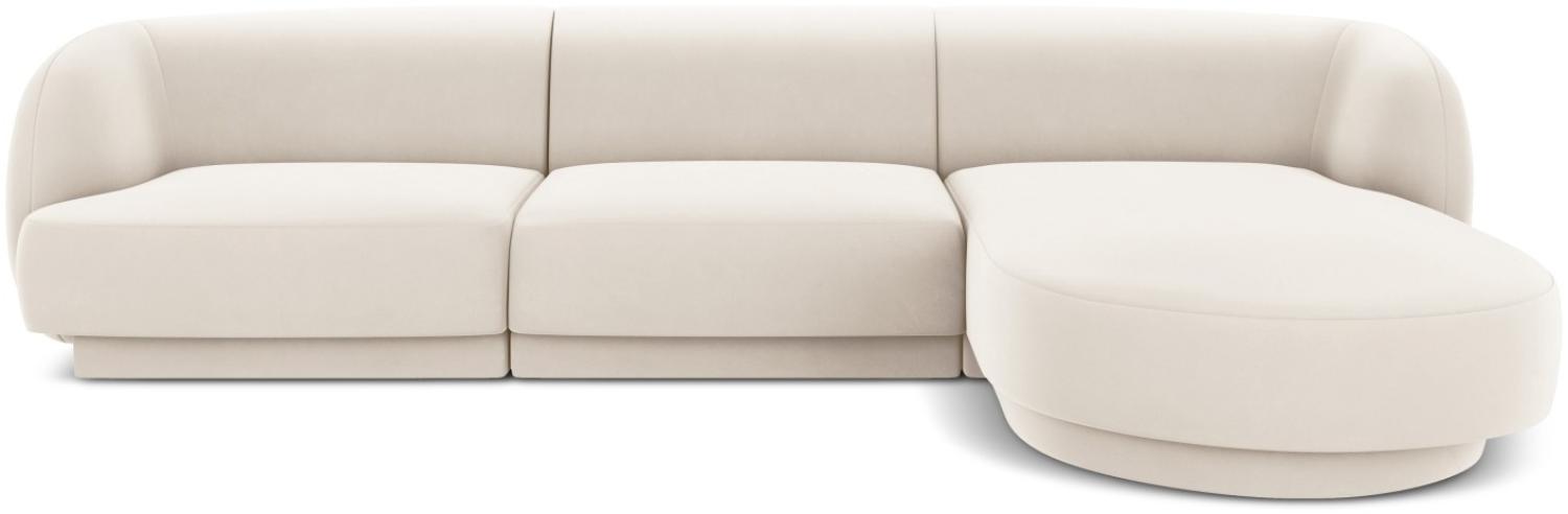 Micadoni 4-Sitzer Samtstoff Ecke rechts Sofa Miley | Bezug Light Beige | Beinfarbe Black Plastic Bild 1