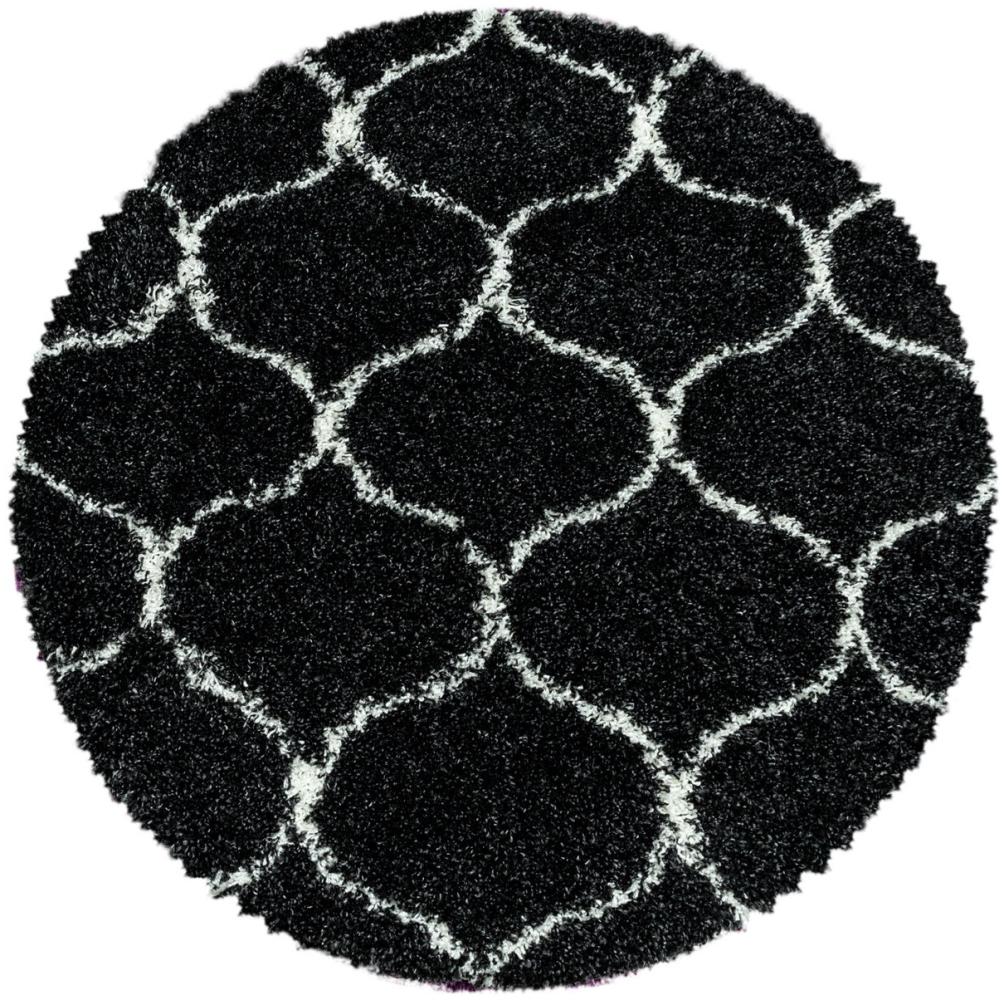 Hochflor Teppich Serena rund - 120 cm Durchmesser - Anthrazit Bild 1