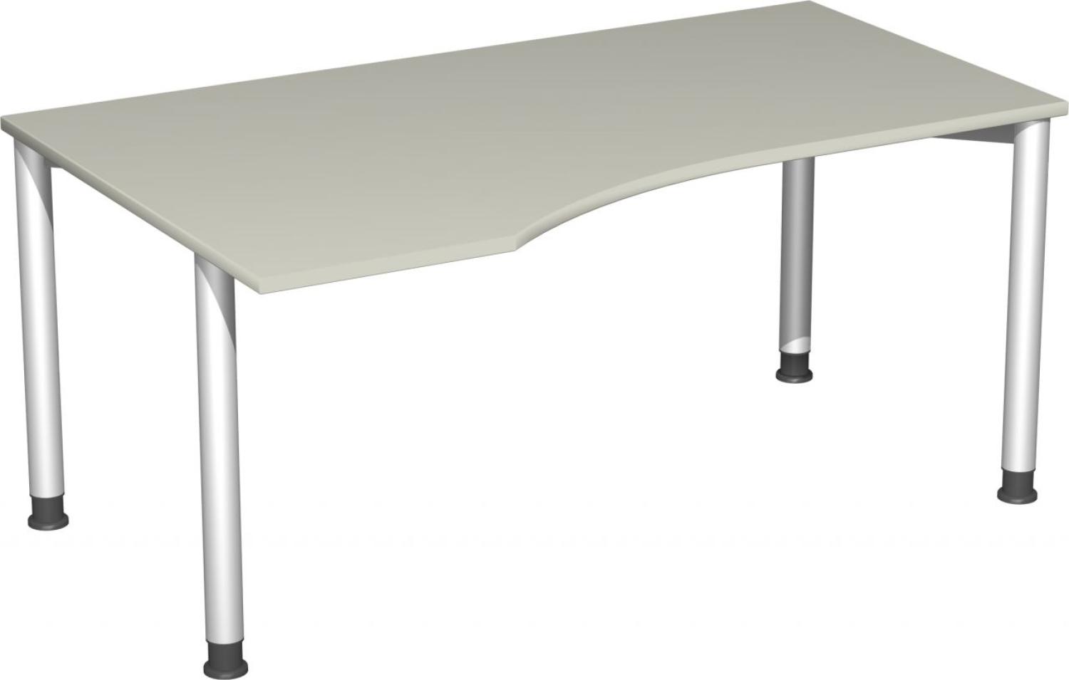PC-Schreibtisch links, höhenverstellbar, 160x100cm, Lichtgrau / Silber Bild 1