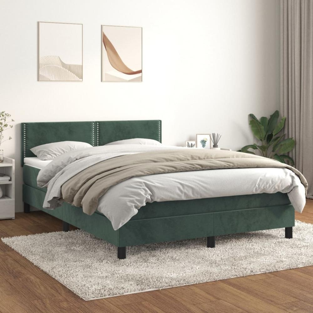 Boxspringbett mit Matratze Dunkelgrün 140x190 cm Samt 3141242 Bild 1