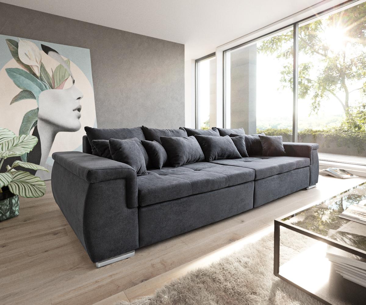 Sofa Navin 275x116 cm Graphite Couch mit Kissen Bild 1