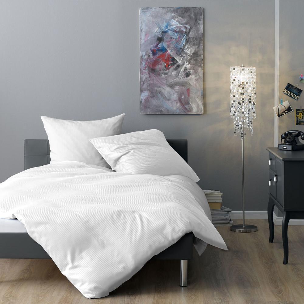 Lorena Mako-Satin Bettwäsche Venedig weiß|Kissenbezug einzeln 80x80 cm Bild 1