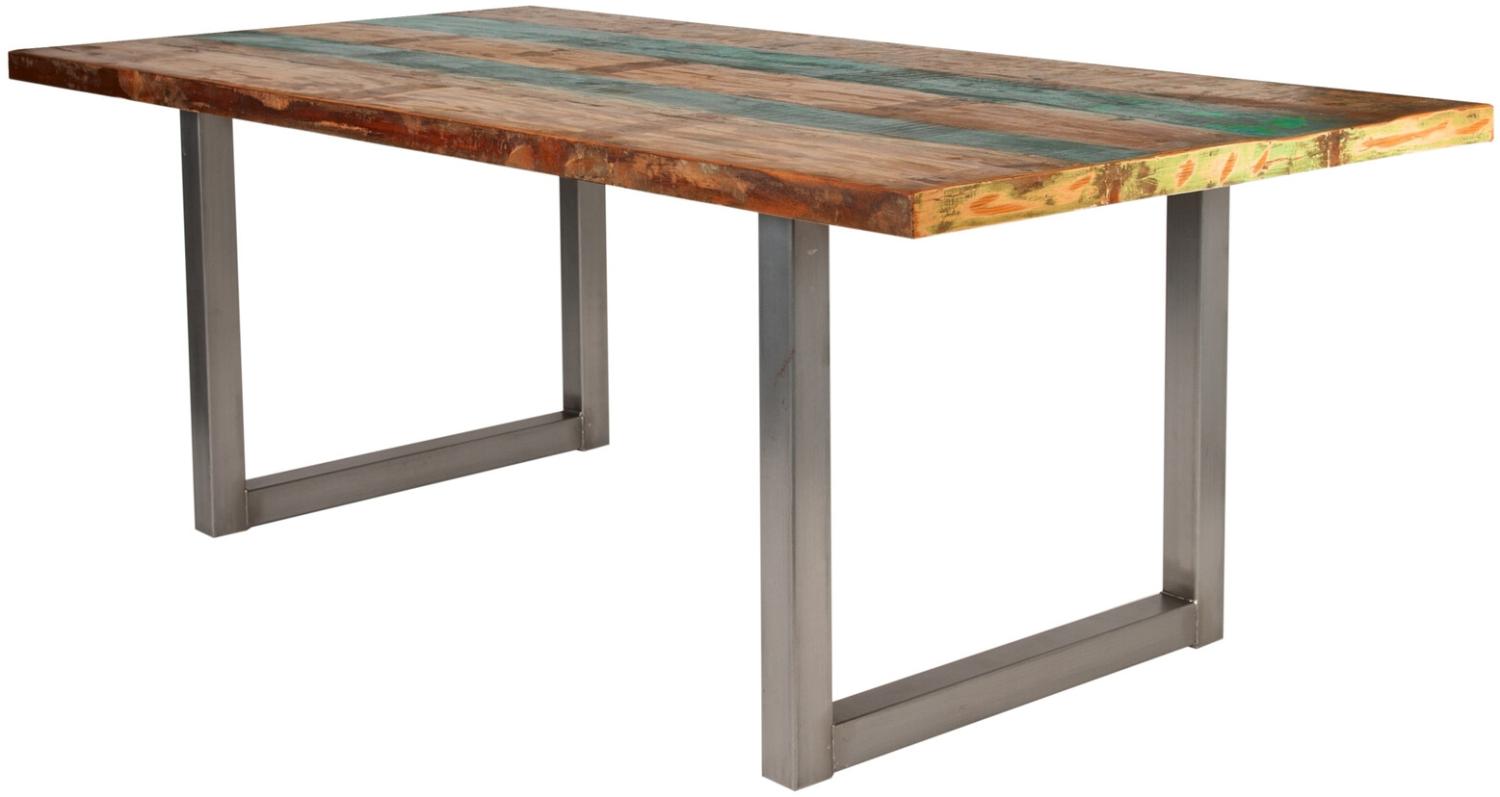 Sit Möbel Tisch 240x100 cm, buntes Altholz L = 240 x B = 100 x H = 76,5 cm Platte bunt lackiert, Gestell silber Bild 1