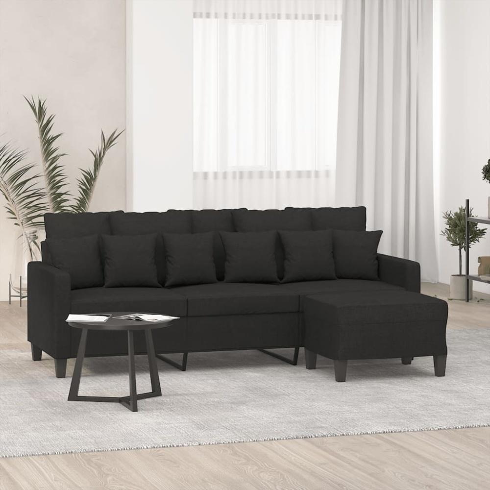 vidaXL 3-Sitzer-Sofa mit Hocker Schwarz 180 cm Stoff Bild 1