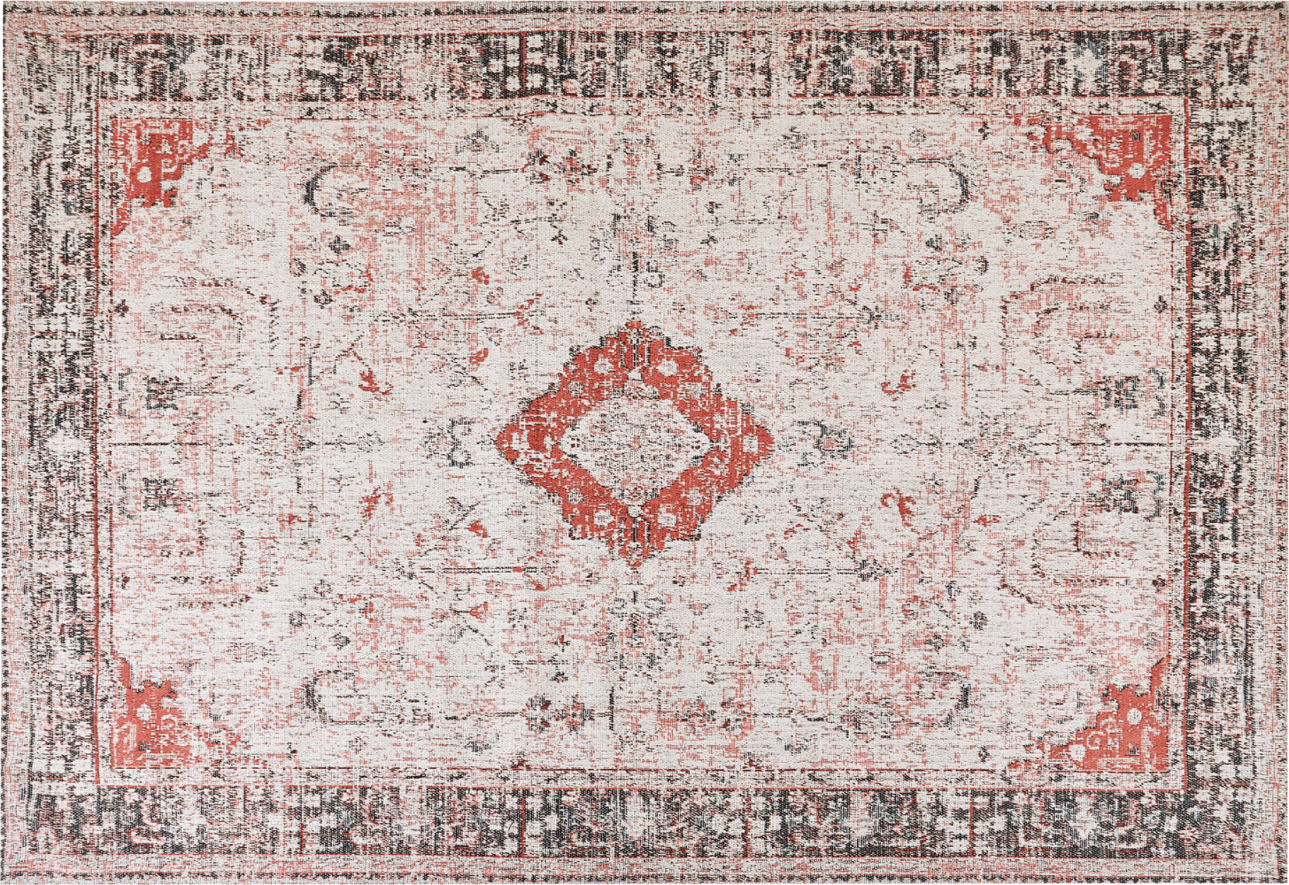 Teppich Baumwolle rot beige 160 x 230 cm orientalisches Muster Kurzflor ATTERA Bild 1