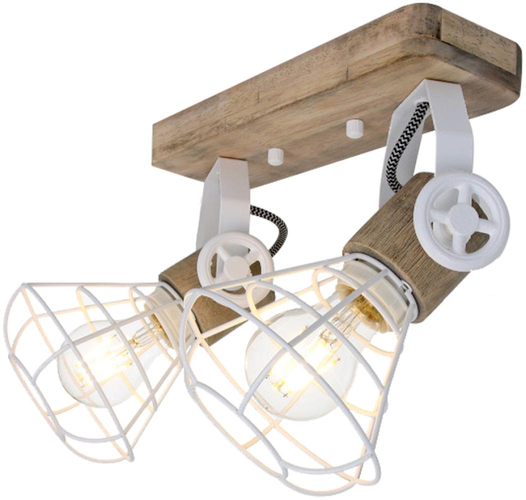 LED Deckenleuchte, Holz, Gitter weiß, Spot beweglich, L 27cm Bild 1