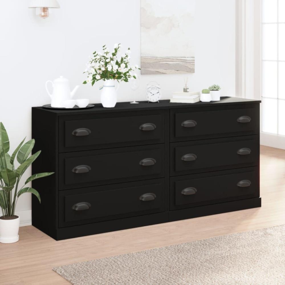 vidaXL Sideboards 2 Stk. Schwarz Holzwerkstoff Bild 1