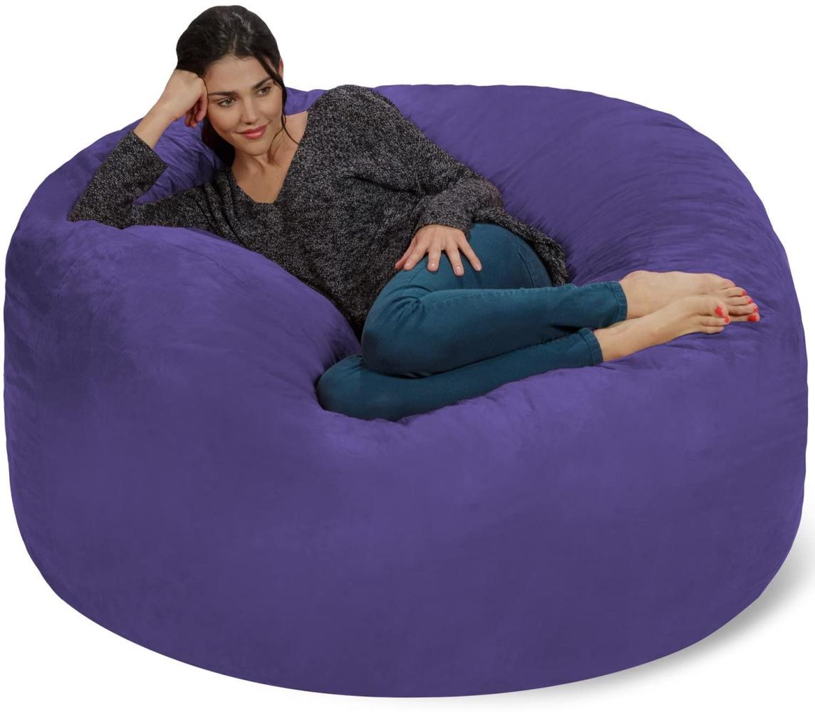 Chill Sack Bohnenbeutelstuhl: Riesen-5' Memory-Foam-Möbel Sitzsack - großes Sofa mit weicher Microfaserabdeckung - lila Bild 1