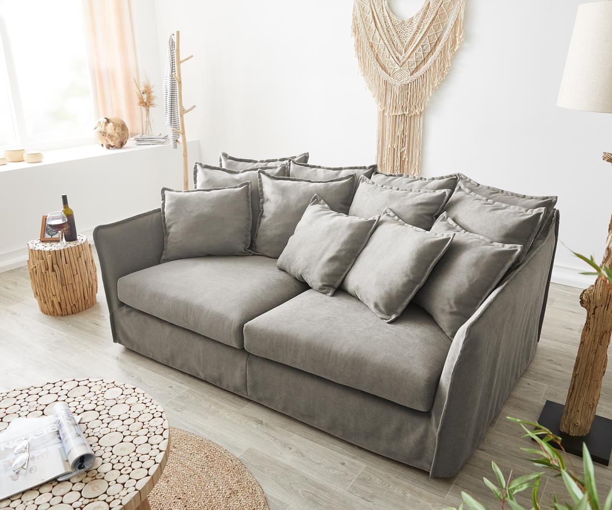 Hussensofa Ayla 208x139 cm Beige mit Kissen Couch Bild 1