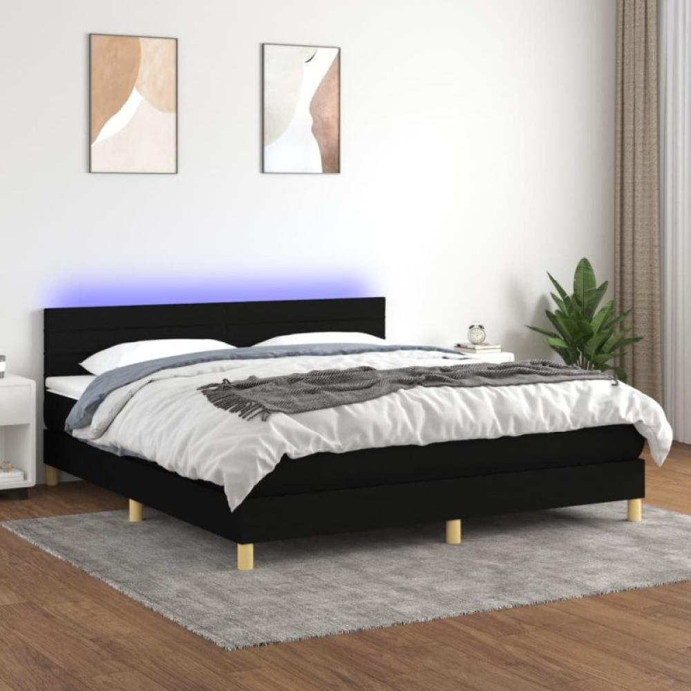 Boxspringbett mit Matratze & LED Schwarz 180x200 cm Stoff (Farbe: Schwarz) Bild 1