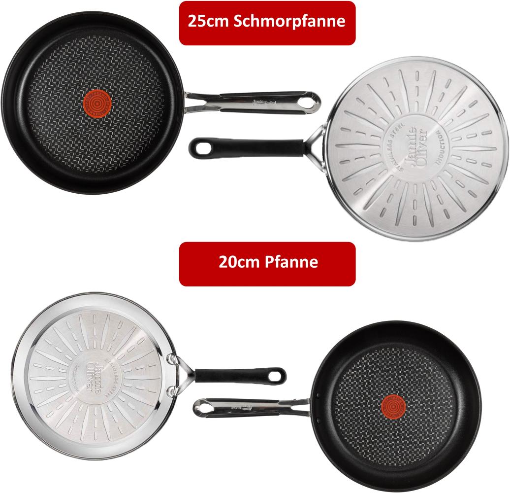 Tefal E76 Jamie Oliver Pfannenset- Pfanne 20cm & Schmorpfanne 25cm 5 tlg, Set 10 - Induktion Bild 1