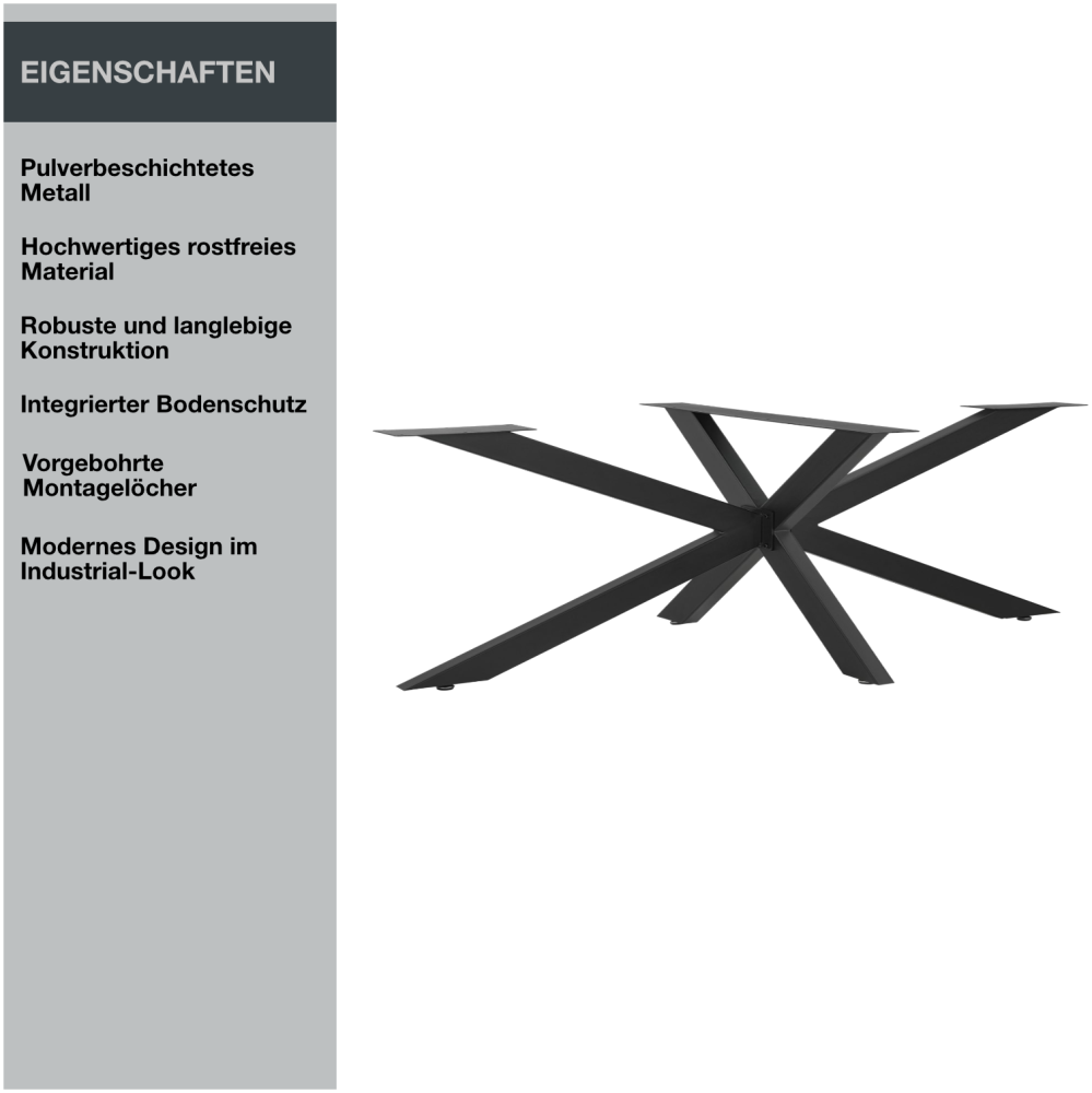Tischgestell | X-Design | 98x58x43 cm | Stahl - Schwarz Bild 1