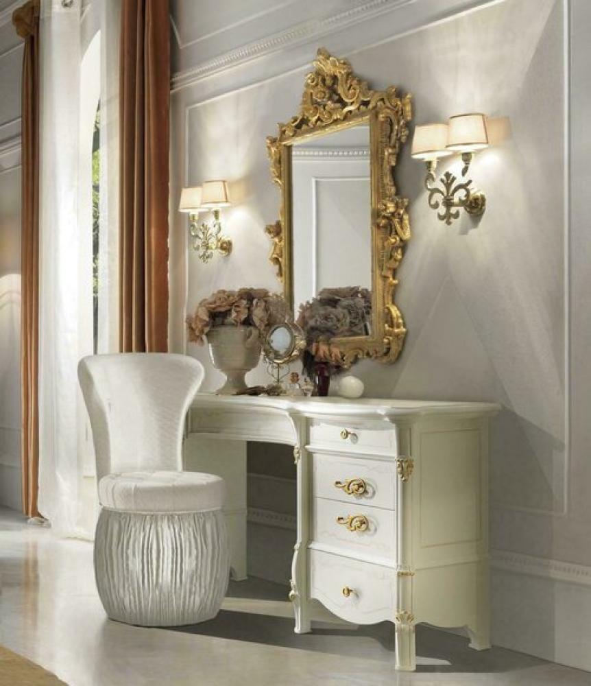 Klassischer Schminktisch mit Spiegel Luxus Konsole Kommode Schlafzimmer Barock Bild 1