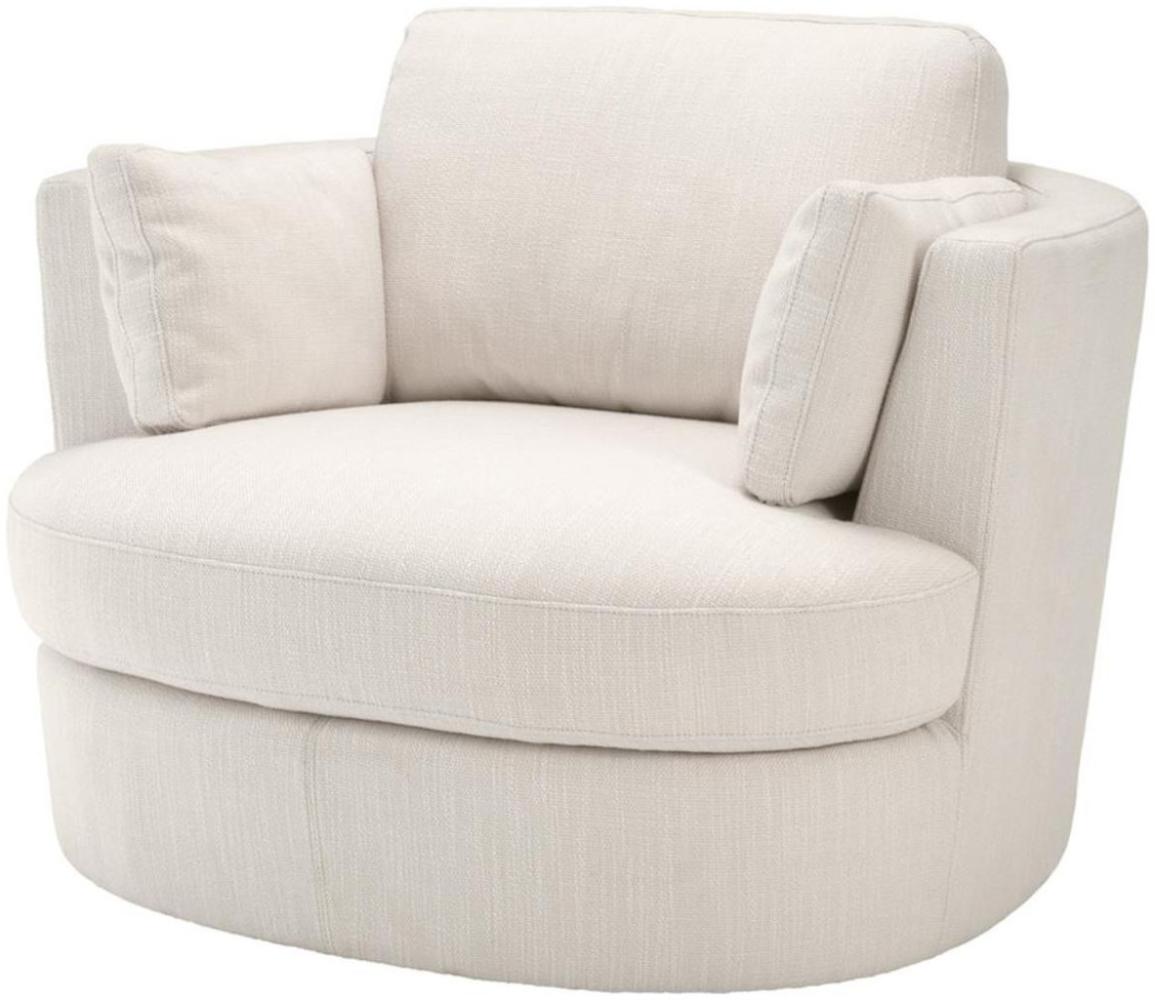 Casa Padrino Luxus Sessel / Drehsessel Weiß 110 x 100 x H. 70 cm - Wohnzimmermöbel Bild 1