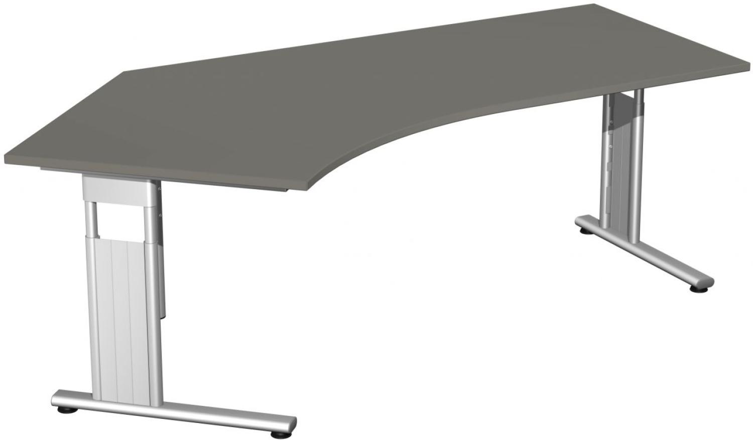 Schreibtisch 135° 'C Fuß Flex' links, höhenverstellbar, 216x113cm, Graphit / Silber Bild 1