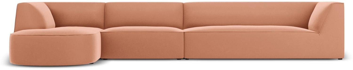 Micadoni 6-Sitzer Samtstoff Modular Ecke links Sofa Ruby | Bezug Pink | Beinfarbe Black Plastic Bild 1