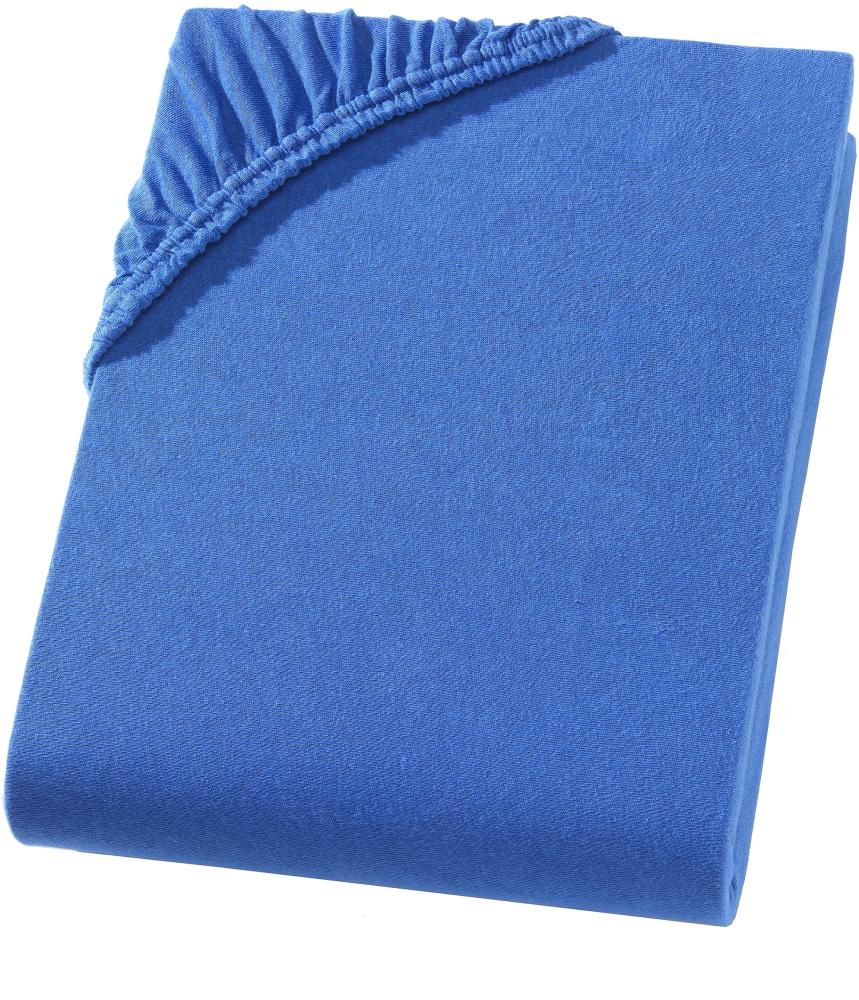 Müskaan - Jersey Spannbettlaken 180x200 cm - 200x220 cm + 40 cm Boxspringbett mit Elasthan royalblau Bild 1