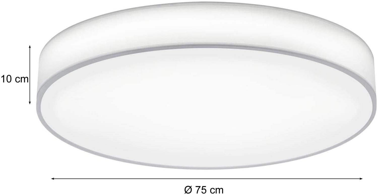 LED Deckenleuchte LUGANO mit Fernbedienung, Stoffschirm Weiß Ø 75cm Bild 1