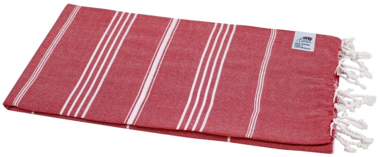 Hamamtuch Sultan rot mit weißen Streifen ca. 100x180 cm Bild 1