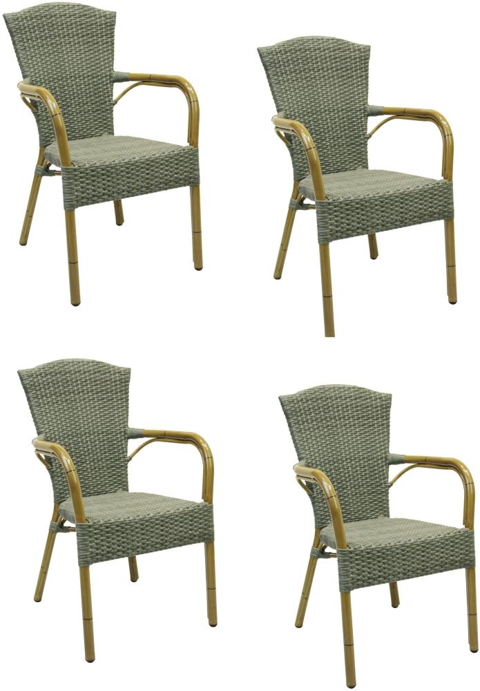 4x KONWAY® COLOMBO Stapelsessel Quarz Premium Polyrattan Garten Sessel Stuhl Set Bild 1