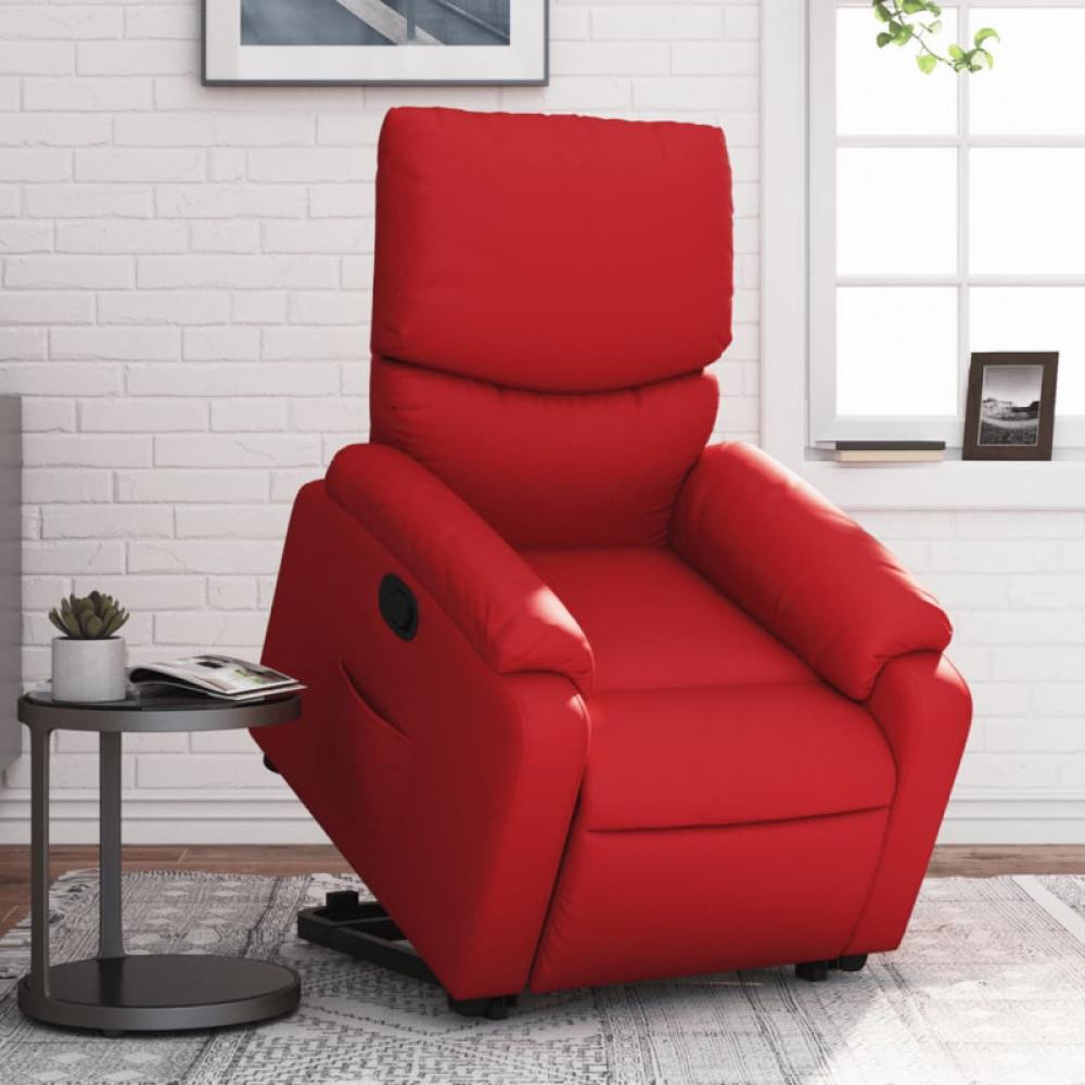 Relaxsessel mit Aufstehhilfe Rot Kunstleder (Farbe: Rot) Bild 1