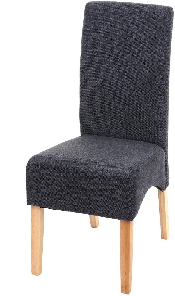 Esszimmerstuhl Latina, Küchenstuhl Stuhl, Stoff/Textil ~ dunkelgrau, helle Beine Bild 1
