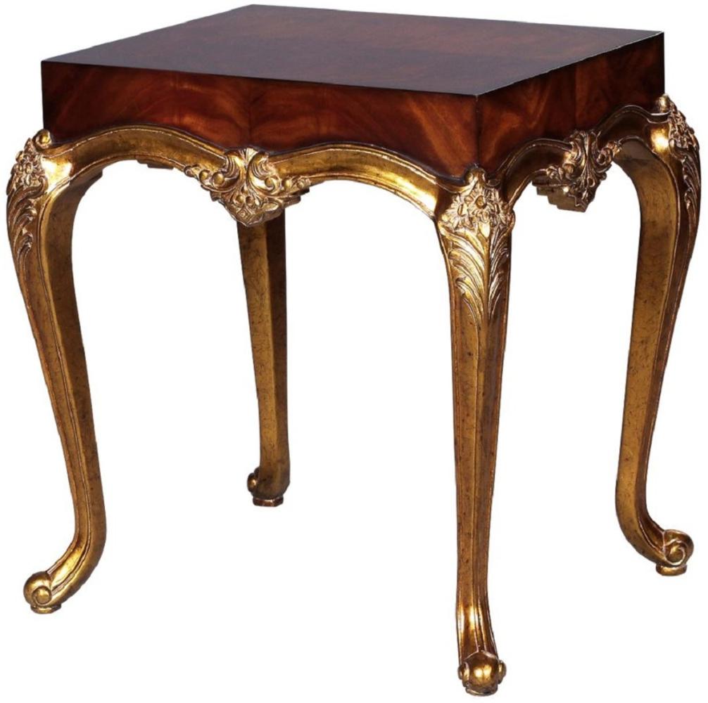 Casa Padrino Luxus Barock Beistelltisch Dunkelbraun / Antik Gold - Prunkvoller Massivholz Tisch im Barockstil - Barock Wohnzimmer Möbel Bild 1