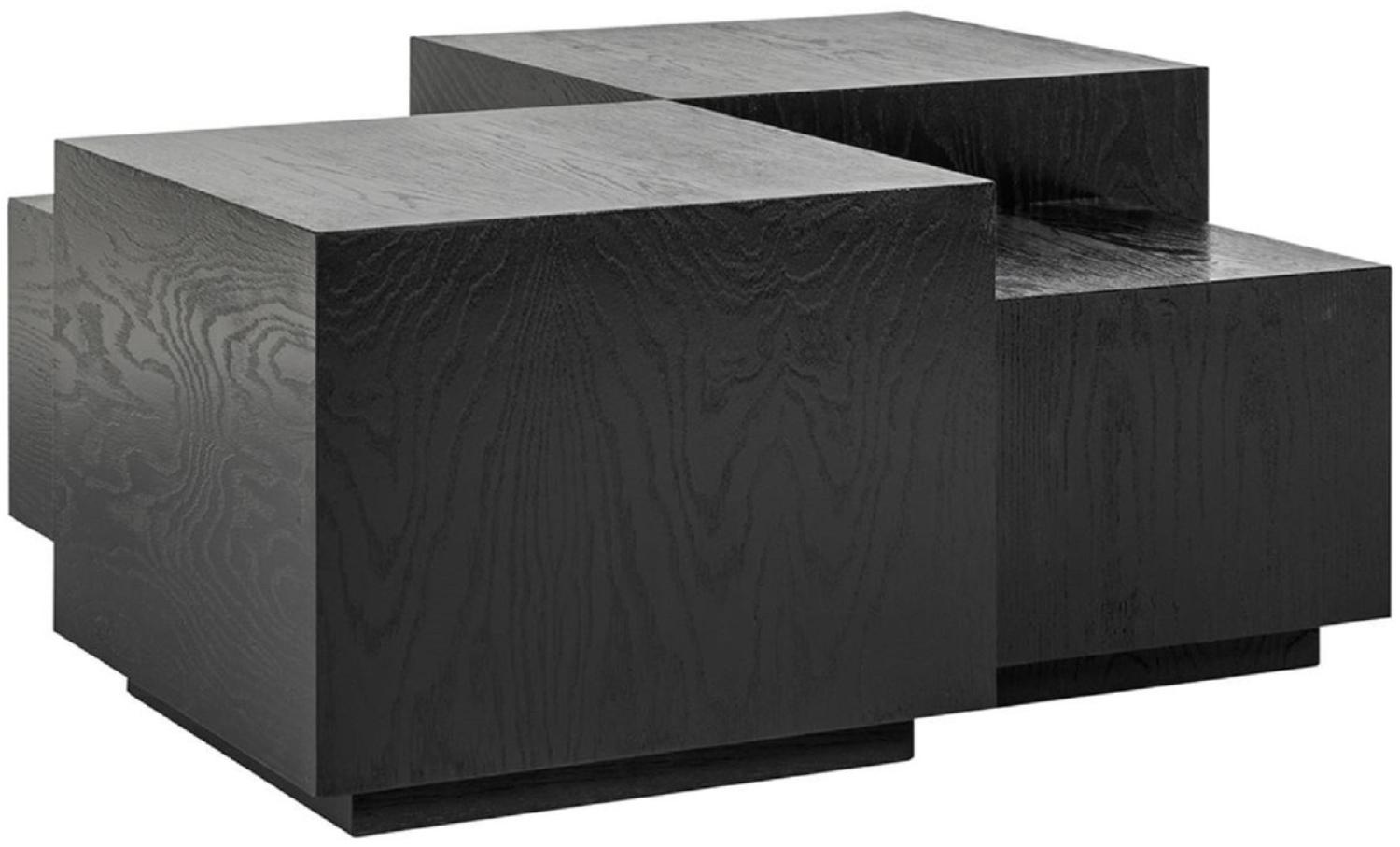 Casa Padrino Luxus Couchtisch 4er Set Schwarz 75 x 75 x H. 40 cm - Quadratischer Massivholz Wohnzimmertisch - Wohnzimmer Möbel - Luxus Möbel - Luxus Einrichtung Bild 1
