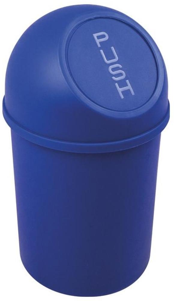 Helit Abfallbehälter 6l Kunststoff mit Push-Deckel blau Bild 1