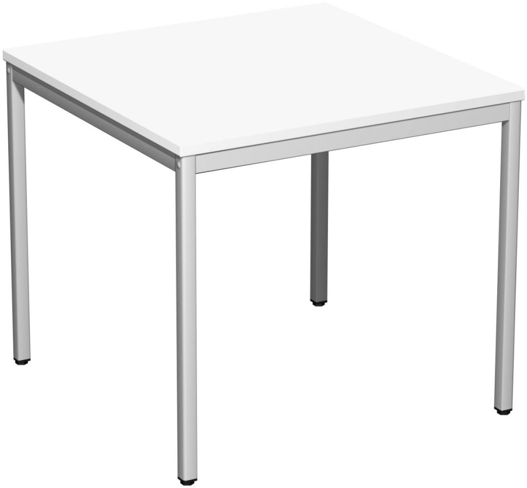 Schreibtisch, 80x80cm, Weiß / Lichtgrau Bild 1