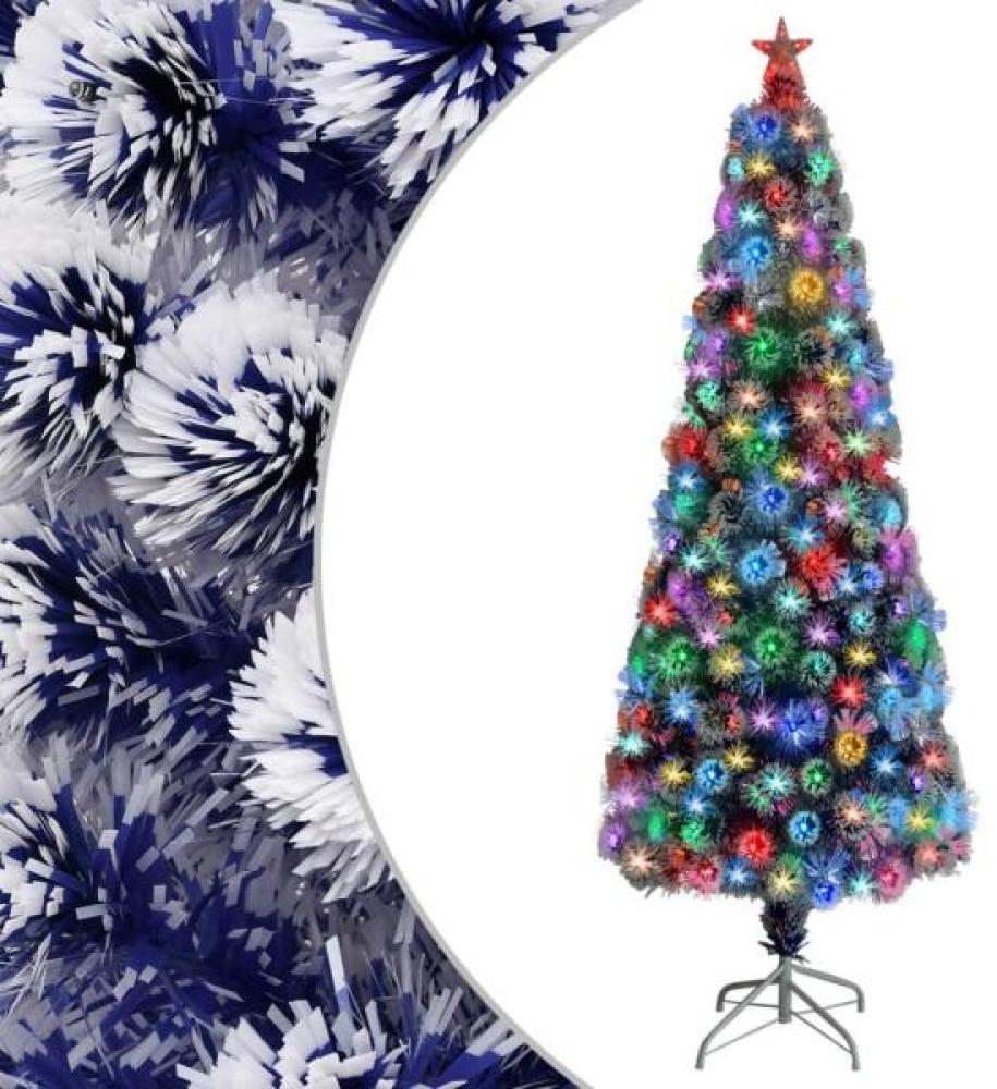 vidaXL Künstlicher Weihnachtsbaum mit LED Weiß & Blau 210 cm Glasfaser Bild 1